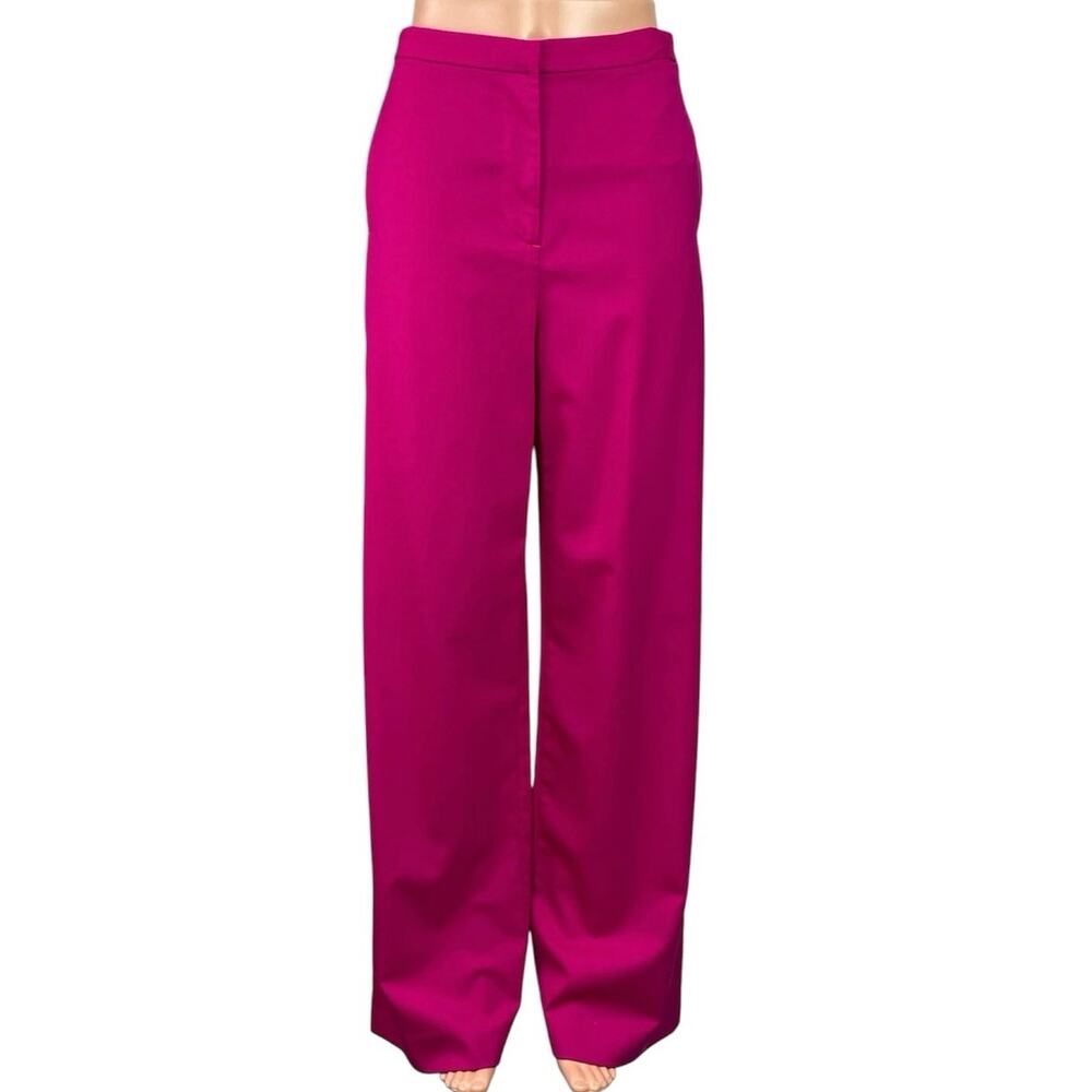Argent Women's Pink Fuchsia High Rise Straight Wide Leg Baggy Trousers Pants 4